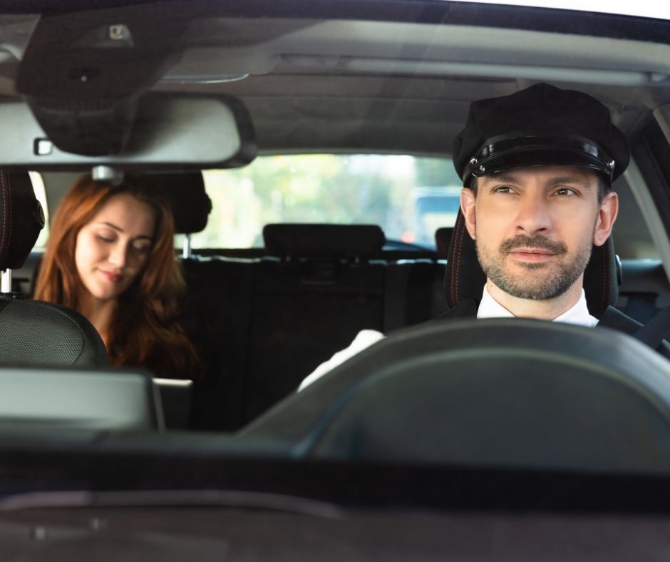 Yellow taxi on city street